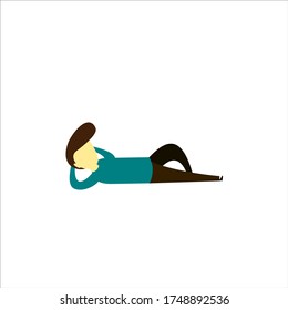 Lazy People Lying Down Vector Illustration Flat Design