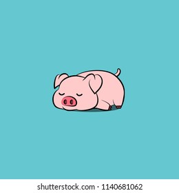 lazy pig cartoon, vector illustration