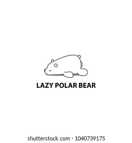 Lazy polar bear icon, logo design, vector illustration