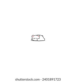 Lazy polar bear sleeping cartoon, vector illustration, I drew it by myself, It's not AI-generated content.