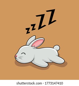 Lazy Rabbit Cartoon Sleeping Bunny Illustration