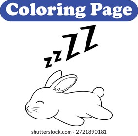 Lazy rabbit coloring book page for kids