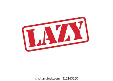 LAZY red Rubber Stamp Vector over a white background.