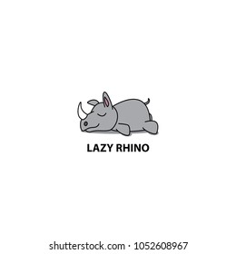 Lazy rhino icon, logo design, vector illustration