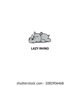 Lazy rhino sleeping icon, logo design, vector illustration