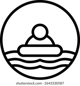 Lazy River Vector Line Icon Design