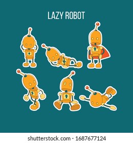 Lazy Robot Mascot Sticker Pack