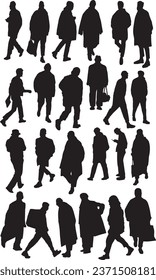 Lazy shape. Men are walking 
silhouette.