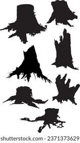 Lazy shape. Stumps tree log wood itsons set. 