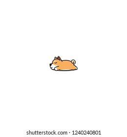 Lazy shiba inu puppy sleeping icon, vector illustration