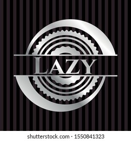 Lazy silver emblem or badge. Vector Illustration. Mosaic.