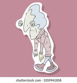 Lazy, sleepy person. Vector sticker.