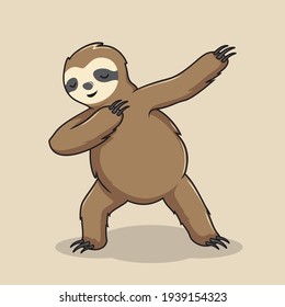 Lazy Sloth Dabbing Dance Illustrations Cartoon