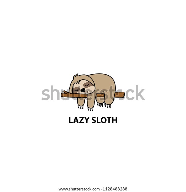 Lazy sloth sleeping on a branch cartoon,\
vector illustration