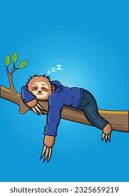 Lazy Sloth Sleeping Vector Art by Yuujiro