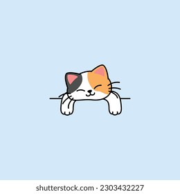 lazy three color cat sleeping cartoon, vector illustration