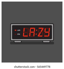 'Lazy Time' written on a retro alarm clock concept (Line Art in Flat Style Vector Illustration Design)