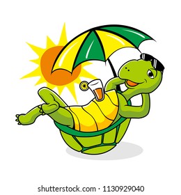 Lazy Turtle Summer Holiday Mascot Cartoon