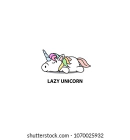 Lazy unicorn icon, logo design, vector illustration