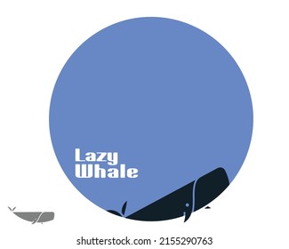 Lazy Whale logo. Creative  deep ocean whale symbol