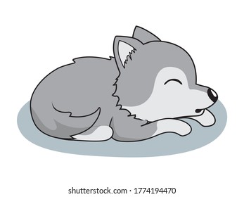 Lazy Wolf Cartoon Sleeping Animals Illustration