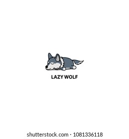 Lazy wolf sleeping icon, logo design, vector illustration