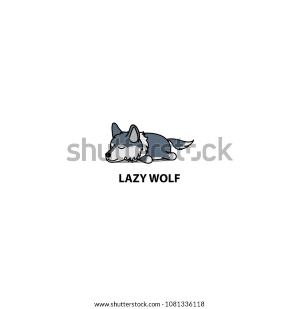 Vetor Stock De Lazy Wolf Sleeping Icon Logo Design Livre De Direitos