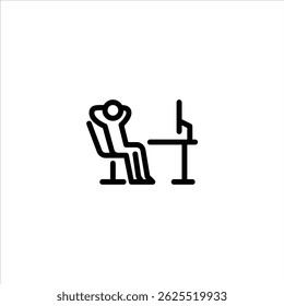 ícone de contorno do lazy at work. funcionário lazy na ilustração de arte de linha de trabalho.