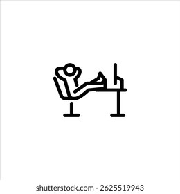 ícone de contorno do lazy at work. ilustração da arte da linha do funcionário lazy.