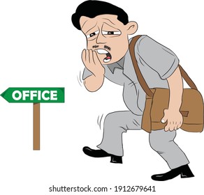 a lazy worker goes to the office