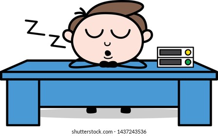 Lazy Worker - Office Businessman Employee Cartoon Vector Illustration