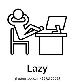 Lazy Worker Procrastination Outline Icon