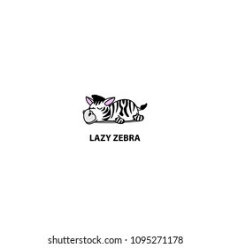 Lazy zebra sleeping icon, logo design, vector illustration