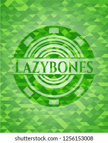 Lazybones green emblem. Mosaic background