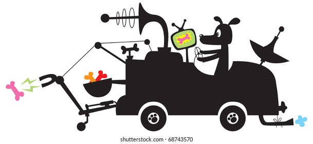 Lazybones Treatseeking Woofmobile Cartoon Vector Silhouette Stock Vector Royalty Free