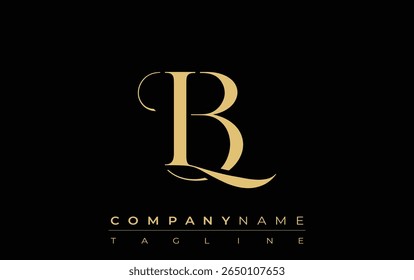 LB Abstract Creative Jewelry Logo. A stylish logo featuring golden monogram initials in an elegant and modern typography, perfect for branding