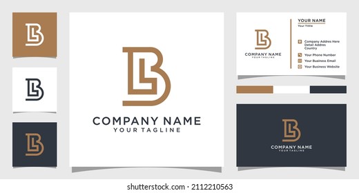 LB or BL initial letter logo design vector with business card design.