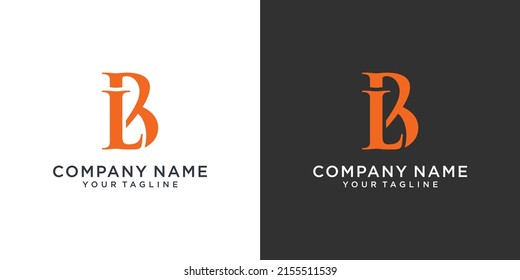 LB or BL initial letter logo design vector on black and white background.