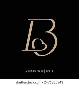 LB BL initials monogram with heart logo design