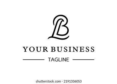 LB or BL letter logo design, initial, monogram, icon, symbol. Beautifuly lettering L and B monogram logo design style, feminine looks. Very suitable for personal, realtor, salon or spa branding etc.