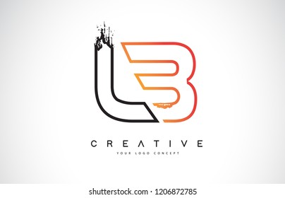 LB Creative Modern Logo Design Vetor with Orange and Black Colors. Monogram Stroke Letter Design.