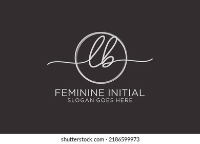 LB handwriting logo with circle template vector logo of initial signature, wedding, fashion, floral and botanical with creative template.