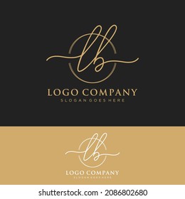 Letras iniciales LB, logotipo de firma de escritura a mano.