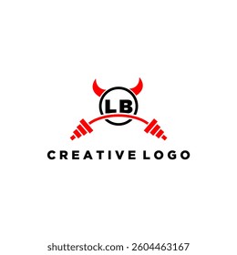 LB initial monogram for fitnes or gym logo with devil style design