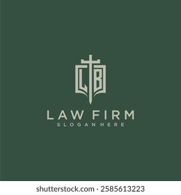 LB initial monogram for law firm with sword and shield logo image