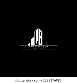LB initial monogram logo for real estate with building style