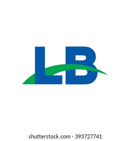 LB initial overlapping swoosh letter logo blue green