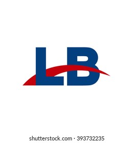 LB initial overlapping swoosh letter logo blue red