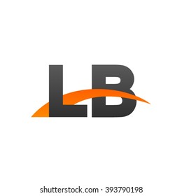 LB initial overlapping swoosh letter logo black orange