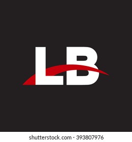 LB initial overlapping swoosh letter logo white red black background